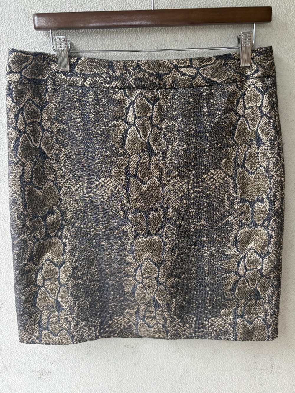 Worthington Metallic Snakeskin Jacquard Pencil Skirt Size 6 Gold Black